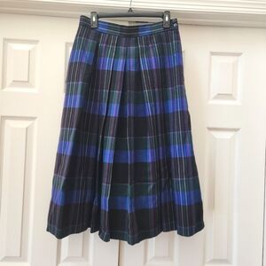 Vintage Velmore Blue Black Tartan Wool Skirt Size 16